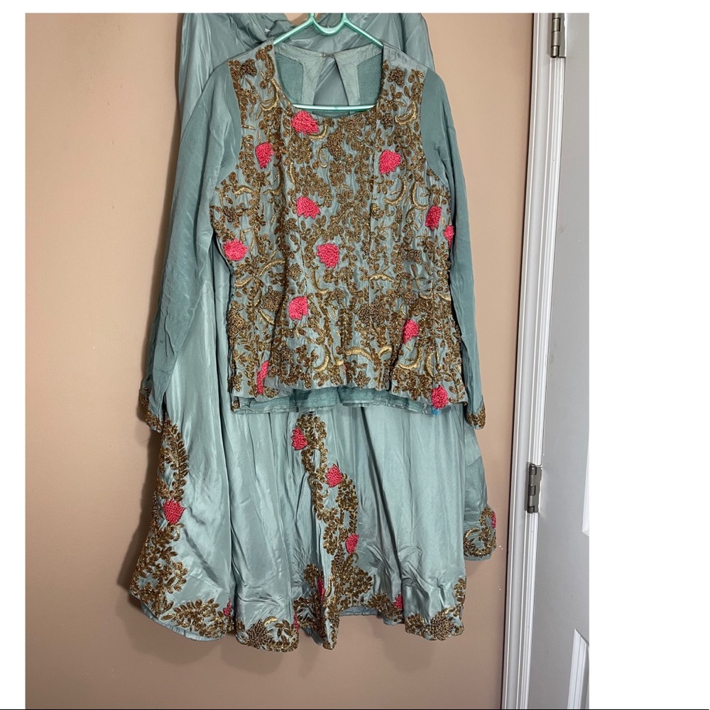 Peplum choli with lengha all in handwork